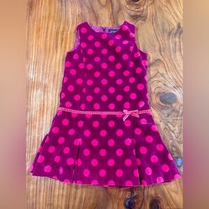 Mini Boden Spotty Velvet Fit And Flare DressMulberry dark pink 7-8 years